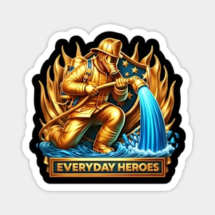 The Heroic Fireman Taming Flames Magnet