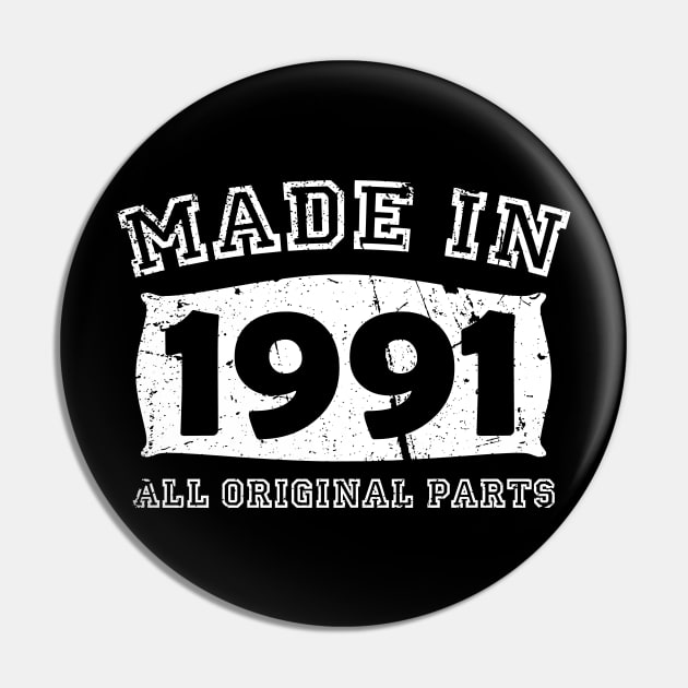 Made 1991 Original Parts 30th Birthday Pin by jodotodesign