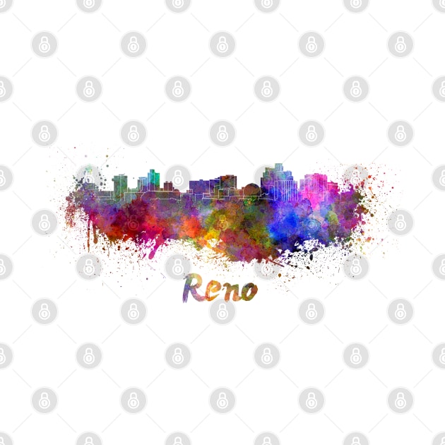 Reno skyline in watercolor by PaulrommerArt