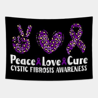 Peace Love Cure Cystic Fibrosis Awareness Tapestry