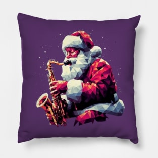 Christmas Santa Musician Saxophone Pillow