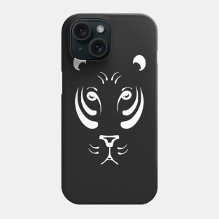 Black and white tiger silhouette. Wild animal world in white lines. Phone Case