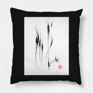 Relax - Sumie Ink Brush Bamboo Painting Pillow