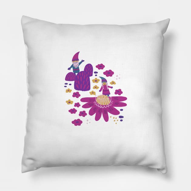 Gnomes in Wonderland Pillow by latheandquill
