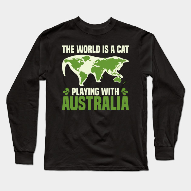 Earth Map Feline Plays With Australia Fun Cat Gift The World Is