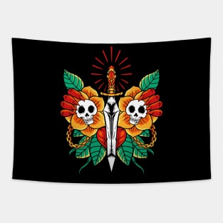 butterfly skull Tapestry