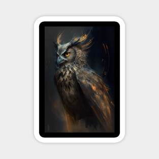 Owl Portrait Animal Nature Wildlife Dark Painting Wild Spirit Bird Magnet