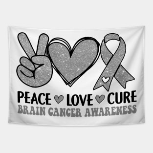 Brain Cancer Awareness, Peace Love Cure, Brain Tumor Awareness, Glioblastoma Awareness Tapestry