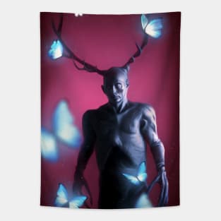 Hannibal Wendigo Wine Background with Glowing Moths Tapestry