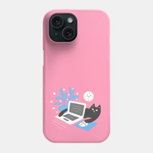 Cat and a laptop Phone Case