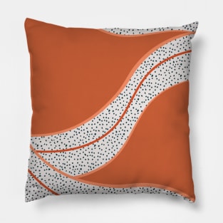 Orange Flowy Line Dots, Digital Drawing, Dotted Pillow