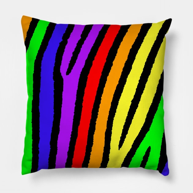 Rainbow Zebra Print Pillow by BlakCircleGirl