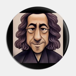 Baruch Spinoza Portrait | Cartoon style Pin