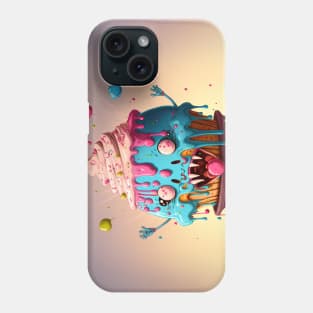 Cake Caricature - January 1st - Yearlong Psychedelic Cute Cakes Collection - Birthday Party - Delicious Dripping Paint, Bright Colors, and Big Adorable Smiles Phone Case