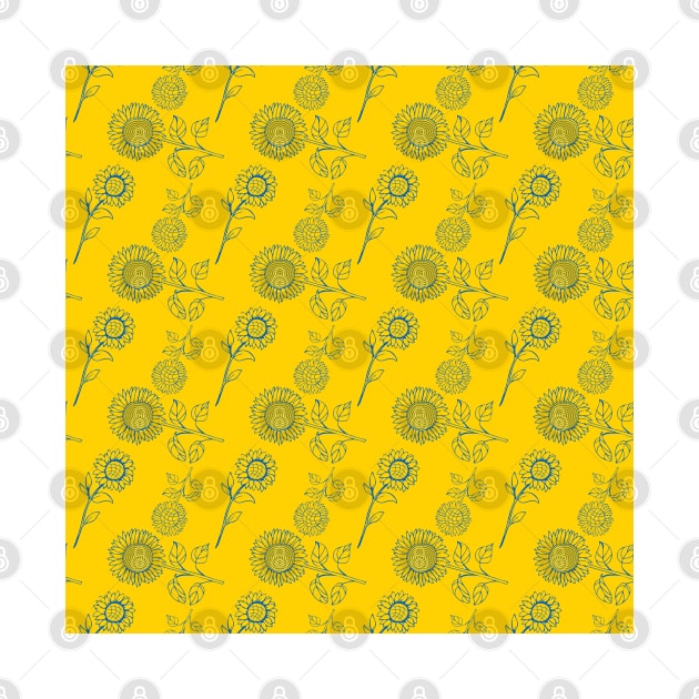 Sunflower pattern in Ukrainian flag colors by Cute-Design