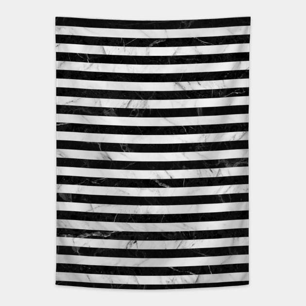 Marble Stripes Pattern - Black and White Tapestry by ZoltanRatko