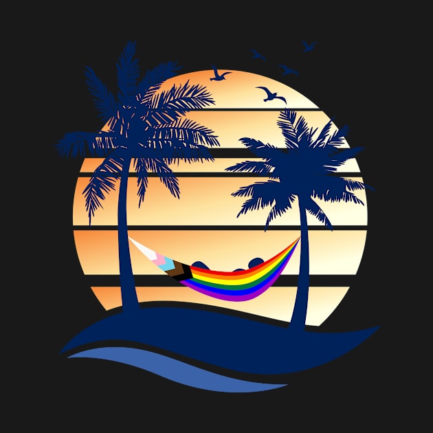 LGBTQ Progress Pride Hammock Summer Beach Sunset by wheedesign