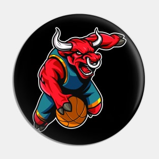 Bull Basketball Pin