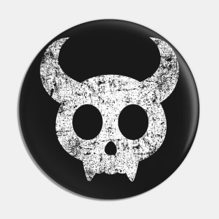 Cute Skull with Horns - Distressed Pin