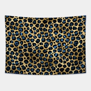 Blue and Gold Leopard Tapestry