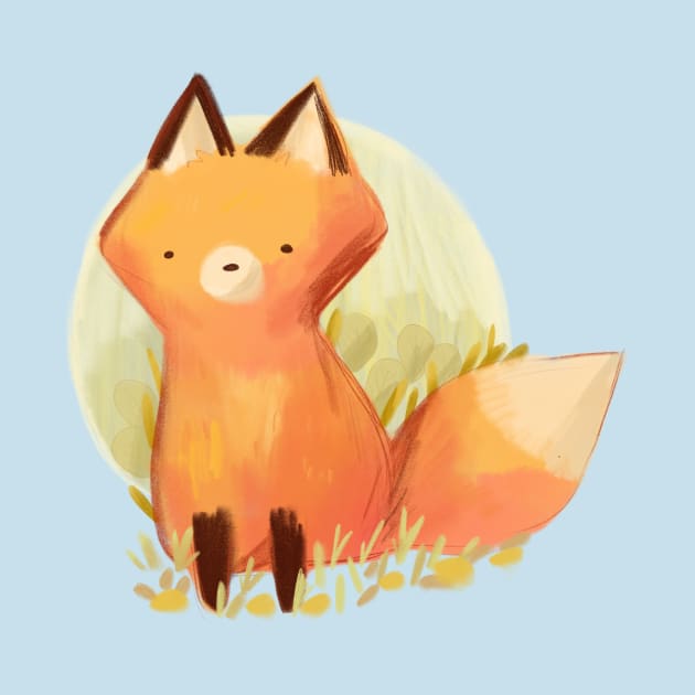 Cute fox sitting drawing by Mayarart