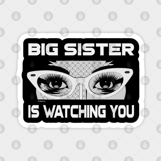 Big Sister is Watching You Comic Art Orwellian (vers 1) Magnet by SunGraphicsLab