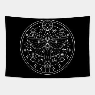 Luna Moth Moon Glyphs Tapestry