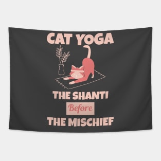 Cat Yoga The Shanti Before the Mischief Tapestry