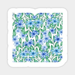 Blue Watercolor Wild Flower Magnet