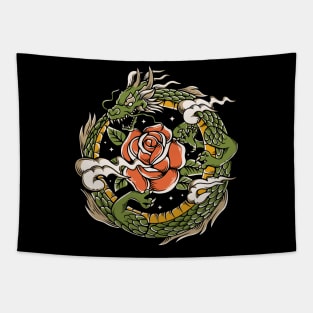 dragon defend rose Tapestry