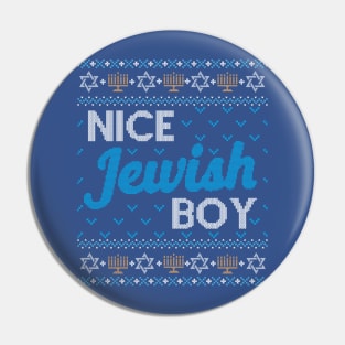 Funny Ugly Hanukkah Sweater, Nice Jewish Boy Pin