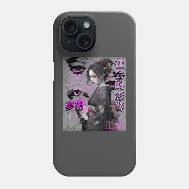 beautiful geisha samurai Phone Case by dokidokidesign