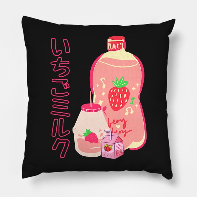 Japanese Kawaii Strawberry Milk Pillow by Quintyne95