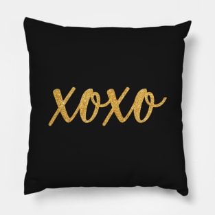 XOXO, hugs and kisses, gold glitter Pillow