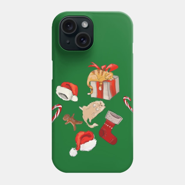 Merry Catmas Phone Case by myhovercraft