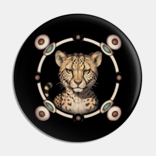 Majestic Cheetah in Abstract Shapes Pin