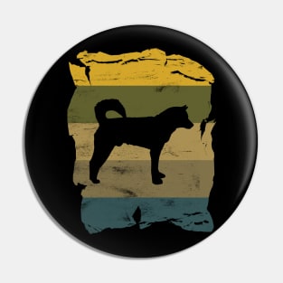 Korean Jindo Distressed Vintage Retro Silhouette Pin