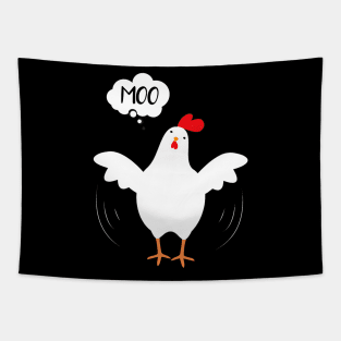 MOO Funny Cow Chicken Tapestry