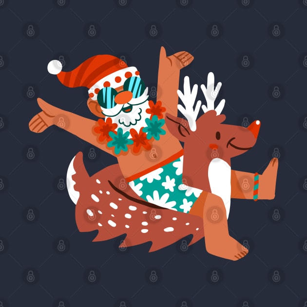 Santa Claus Deer Float by Mako Design 