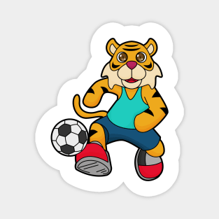 Tiger as Soccer player with Soccer ball Magnet