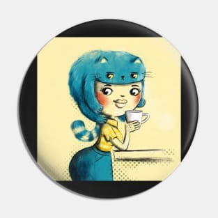 Blue hairCat Pin