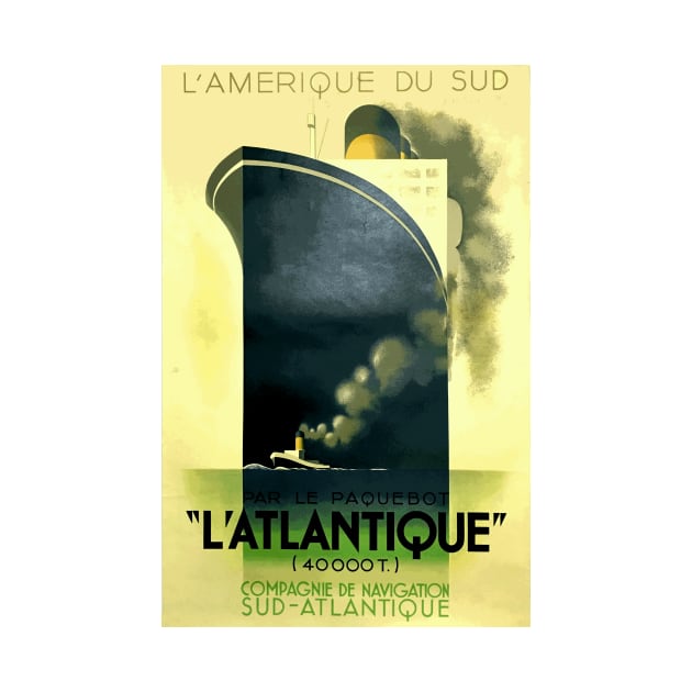 L'Atlantique Ocean Liner - Iconic Art Deco Travel Poster Design by A M Cassandre by Naves