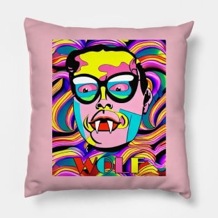 ACID WOLF Pop Art Surreal Magic Human | Big Boss Art By Tyler Tilley Pillow