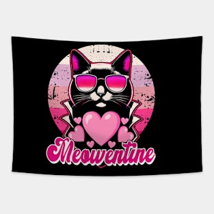 Meowentines Cat lover Vintage Pink Eighties Style Tapestry