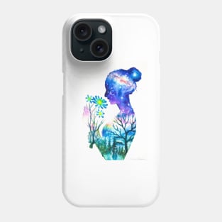 Girl with blue flower Phone Case