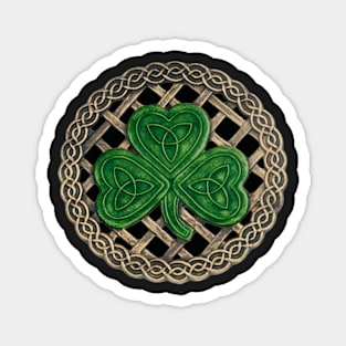 Celtic Knot Shamrock Black Background Magnet