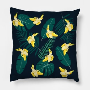 banana cockatiel forest pattern Pillow