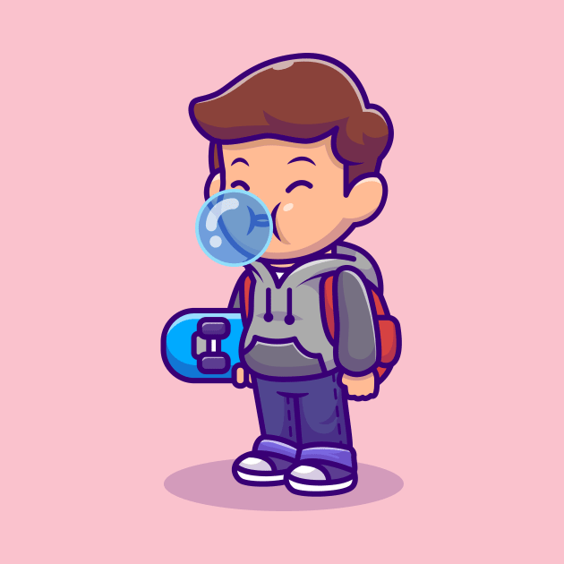 Cute Skater Boy Blowing Candy Bubble by Catalyst Labs