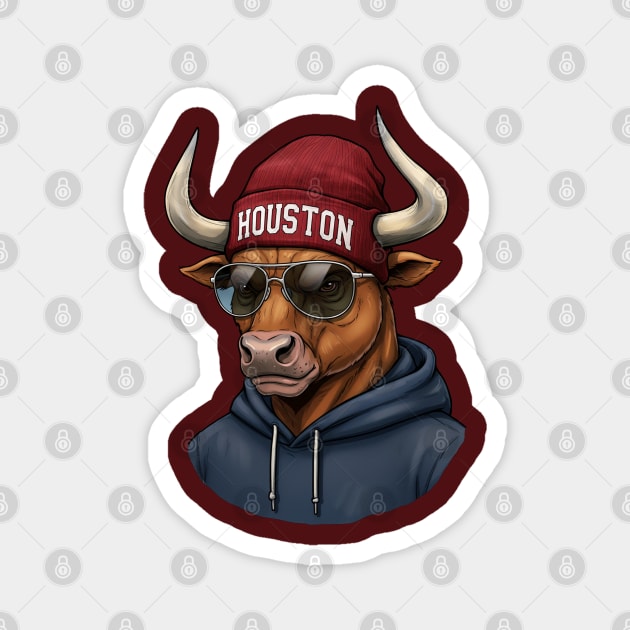 Houston Spirit Animal Texan Bull Magnet by UrbanLifeApparel