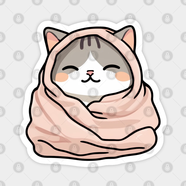 Cute sleepy cat Magnet by InkPulse